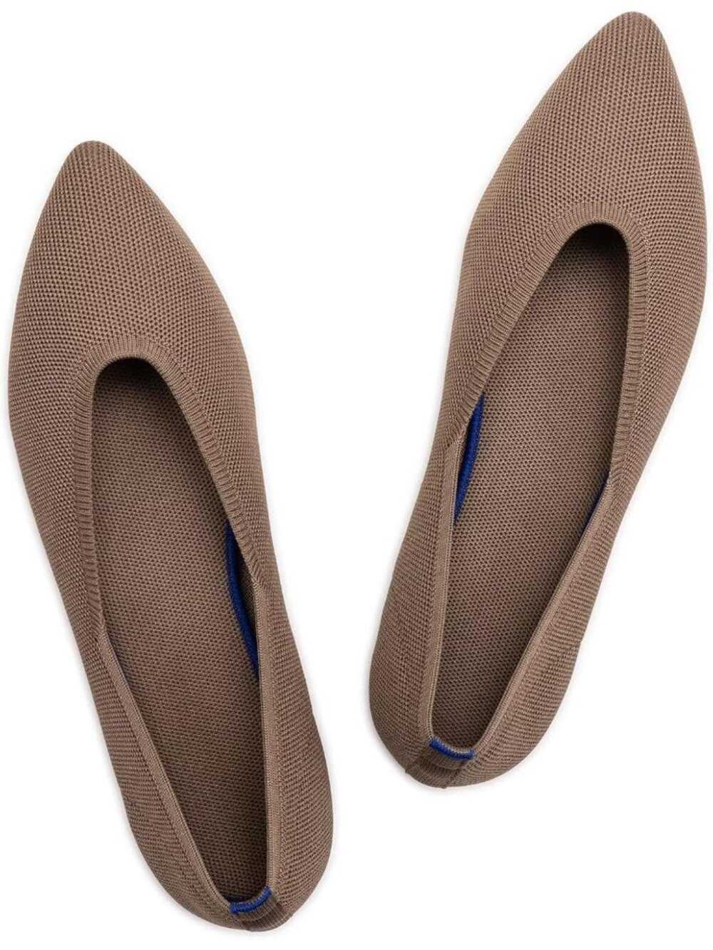 Women's Brown Solid Rubber Sole Pointed Toe Flats Knit Softable Comfort Shoes